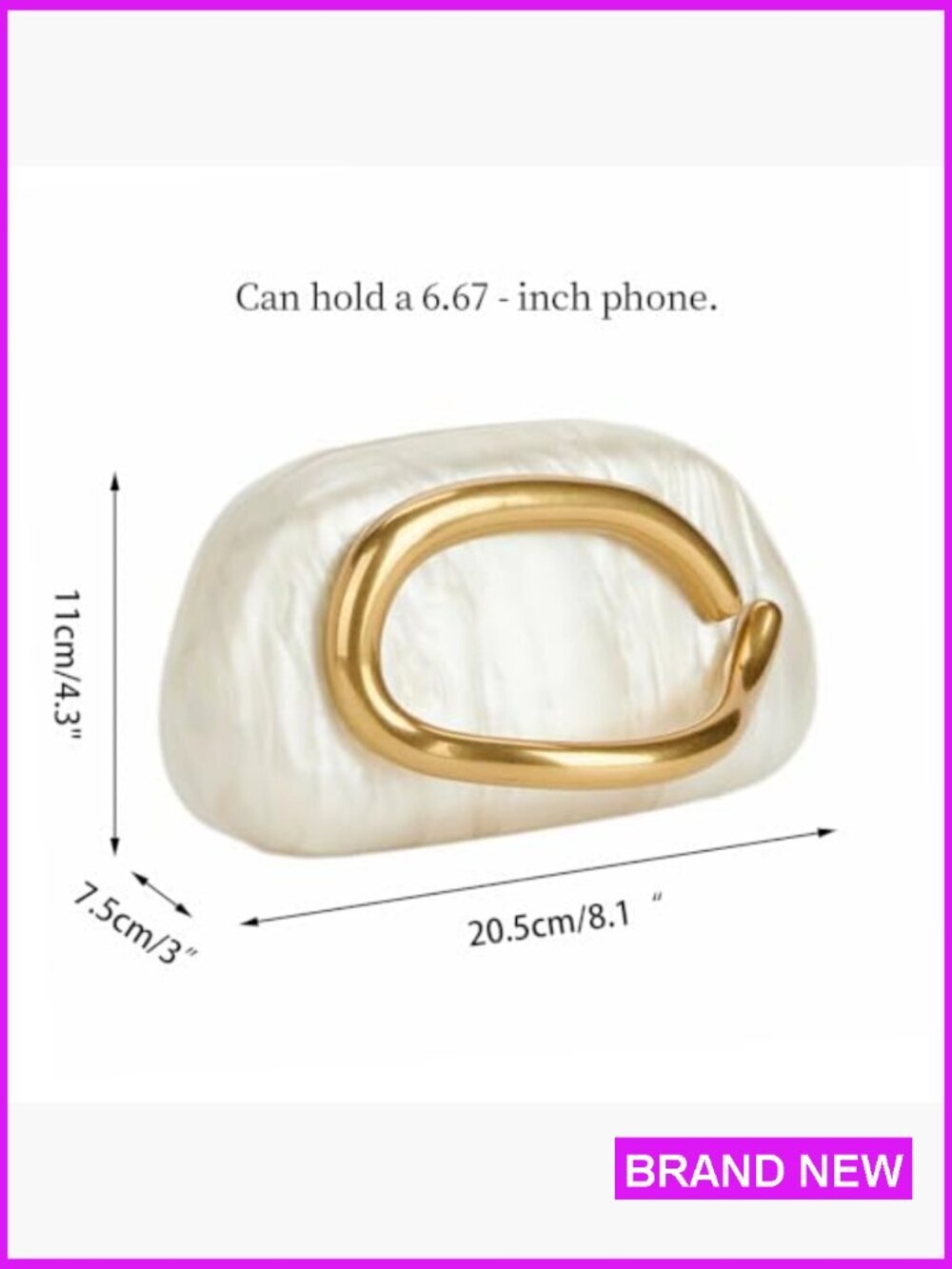 Acrylic Clutch Box Metal Handle Evening Bag Trendy Shoulder Crossbody Purse - Picture 3 of 7
